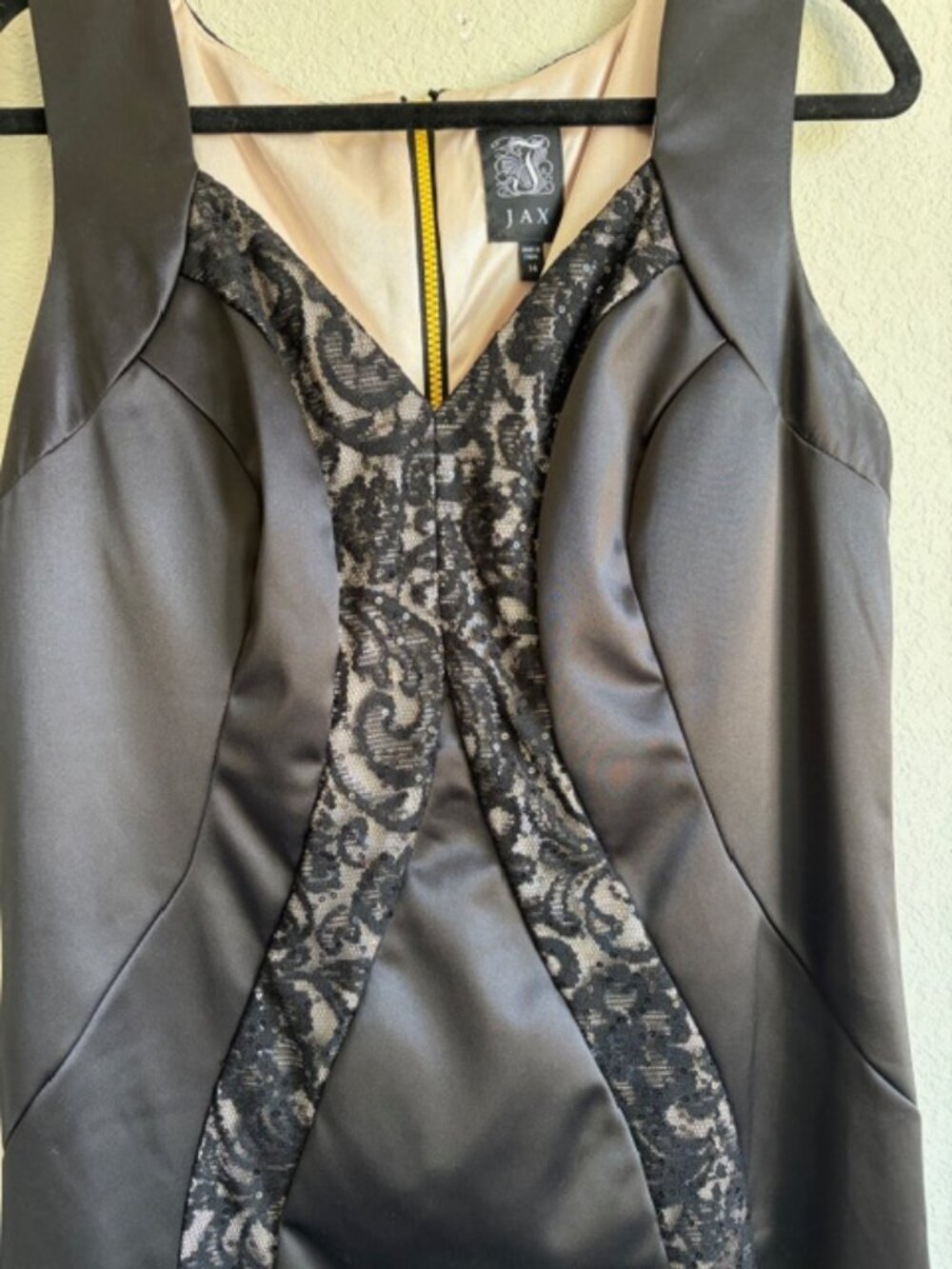 Jax Women's Black Sequin Lace "Hourglass Illusion" Cocktail Dress Sz 14 LBD Lux - Picture 3 of 9